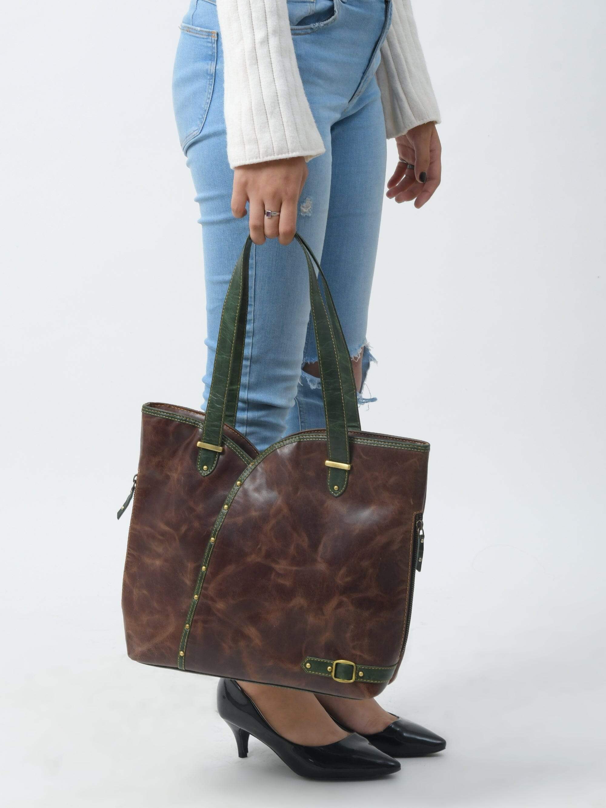 The Riley Handbag - Brown - Classy Leather Bags - Flyclothing LLC