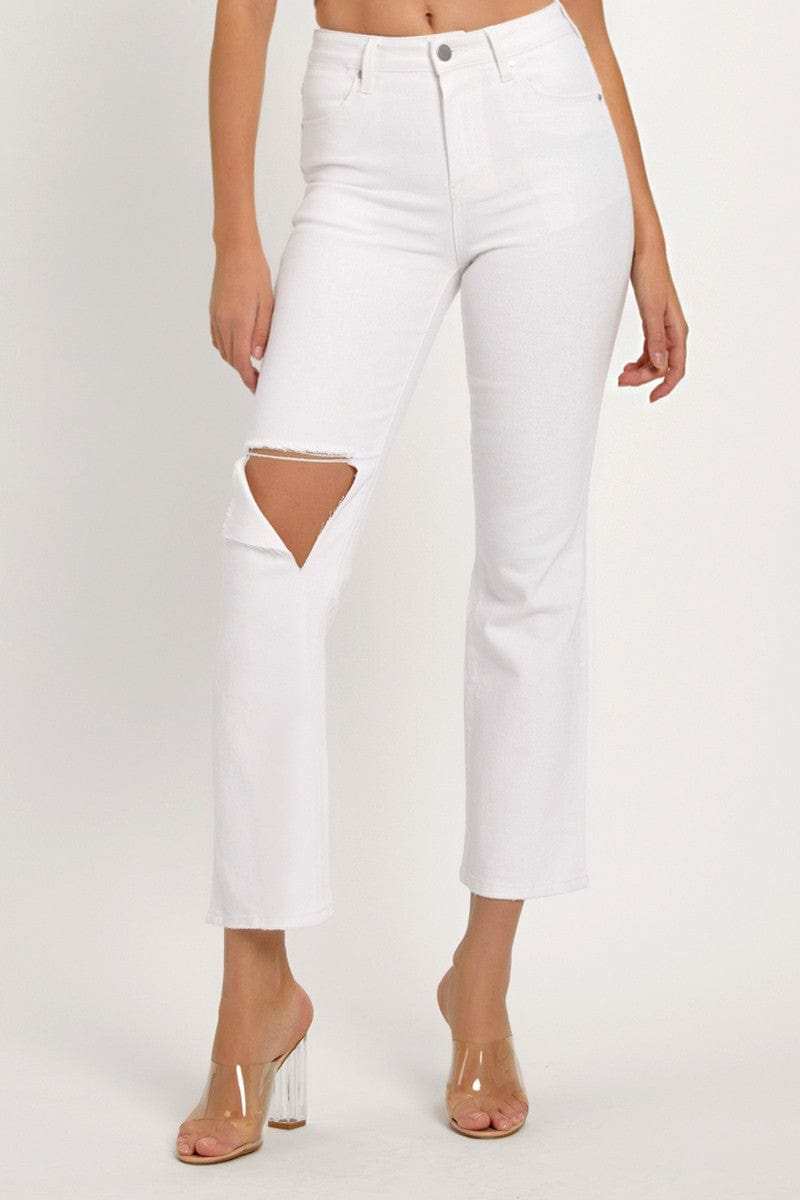 RISEN Full Size Distressed Cropped Straight Jeans - Trendsi - Flyclothing LLC