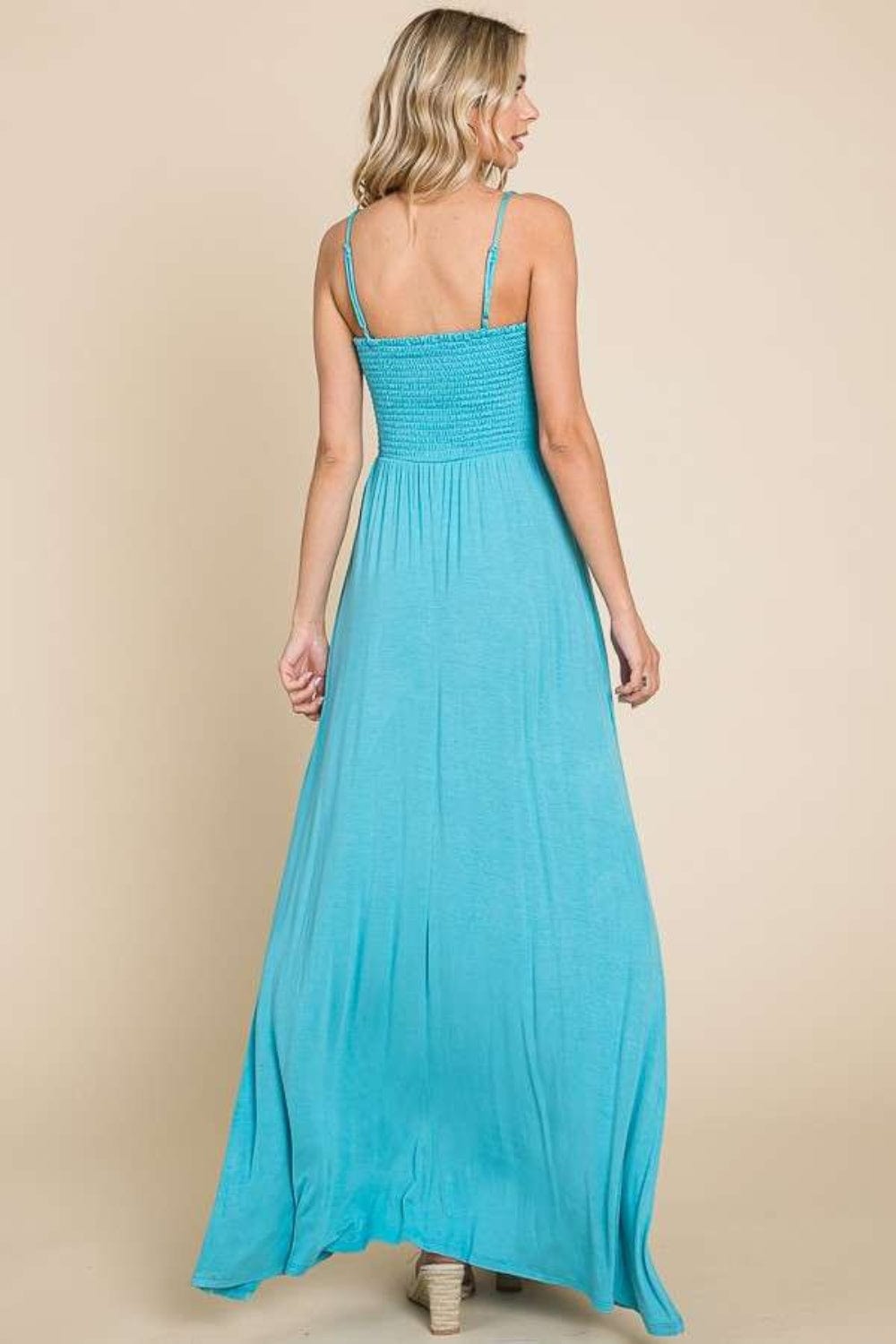 Culture Code Full Size Smocked Cami Maxi Dress with Pockets - Trendsi