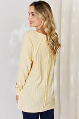 Basic Bae Full Size Ribbed Round Neck Slit T-Shirt - ShopBasicbae - Flyclothing LLC