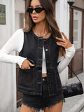 Button Up Denim Vest - Trendsi - Flyclothing LLC