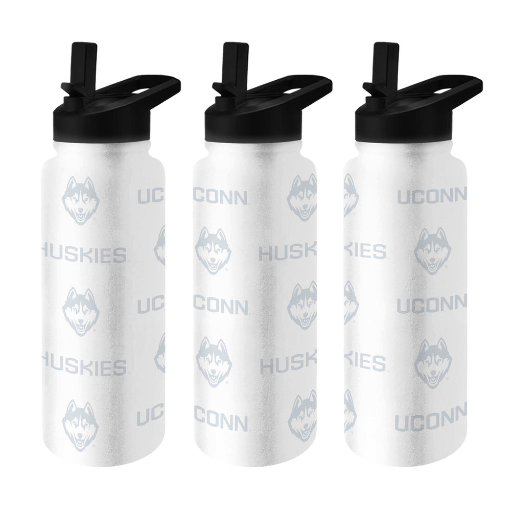 UConn White 34oz Repeating Quencher Bottle w/ 6pk Stickers - Logo Brands - Flyclothing LLC