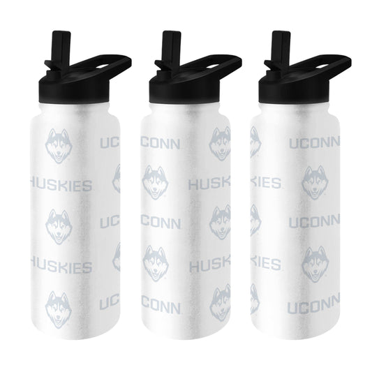 UConn White 34oz Repeating Quencher Bottle w/ 6pk Stickers - Logo Brands - Flyclothing LLC