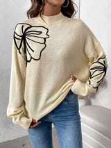 Perfee Mock Neck Dropped Shoulder Long Sleeve Sweater - Trendsi - Flyclothing LLC