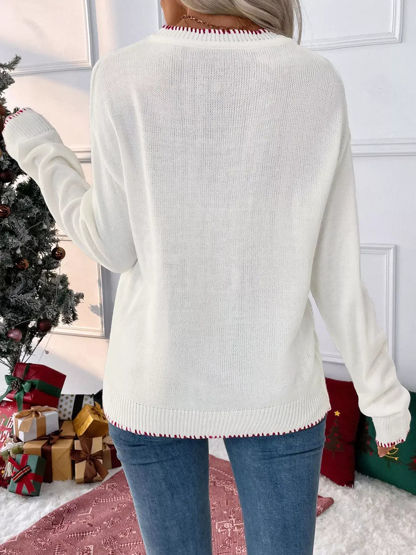 Bow Round Neck Sweater - Trendsi - Flyclothing LLC