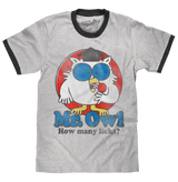 Mr. Owl How Many Licks? Ringer T-Shirt - Gray and Black