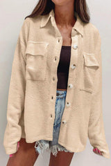 Button Up Long Sleeve Shacket - Trendsi - Flyclothing LLC