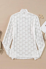 Lace Mock Neck Long Sleeve Top - Trendsi - Flyclothing LLC