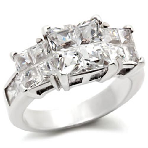 22725 - High-Polished 925 Sterling Silver Ring with AAA Grade CZ  in Clear - Alamode