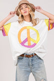 SAGE + FIG Color Block Peace Applique T-Shirt - Trendsi
