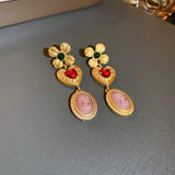 Copper Inlaid Rhinestone Vintage Earrings - Trendsi - Flyclothing LLC