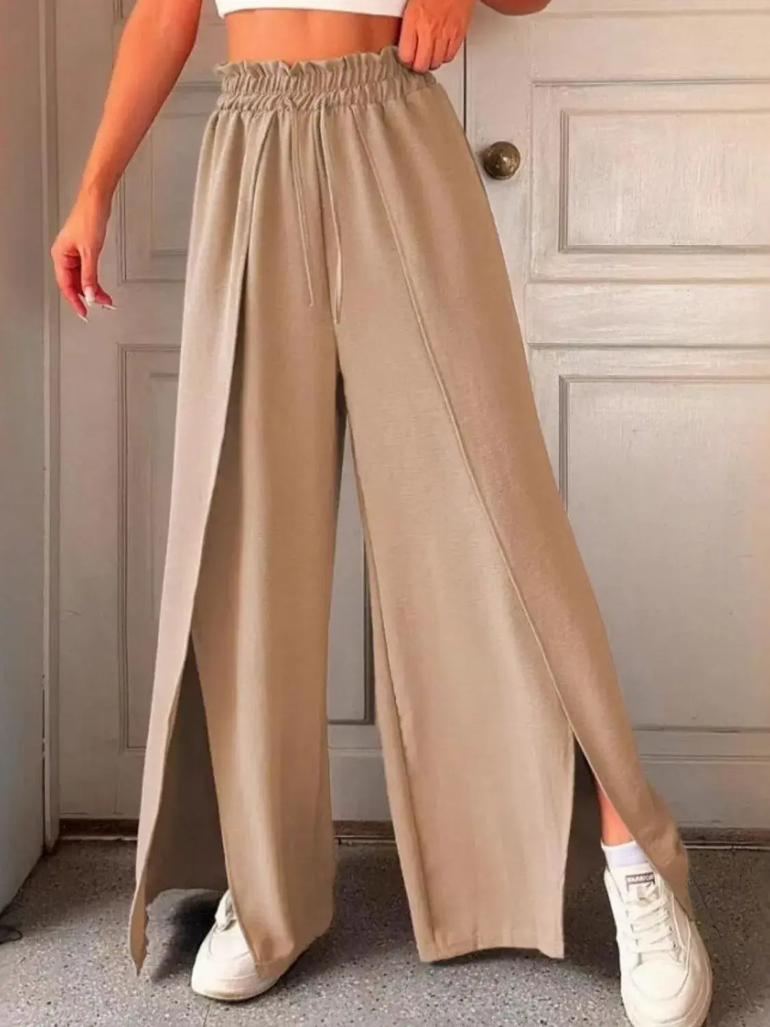 Slit Wide Leg Pants - Trendsi - Flyclothing LLC