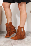 Legend Women's Tassel Wedge Heel Ankle Booties - Trendsi