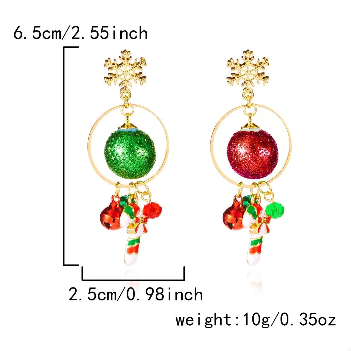 Christmas Snowflake Dangle Earrings with Colorful Beads - Trendsi - Flyclothing LLC