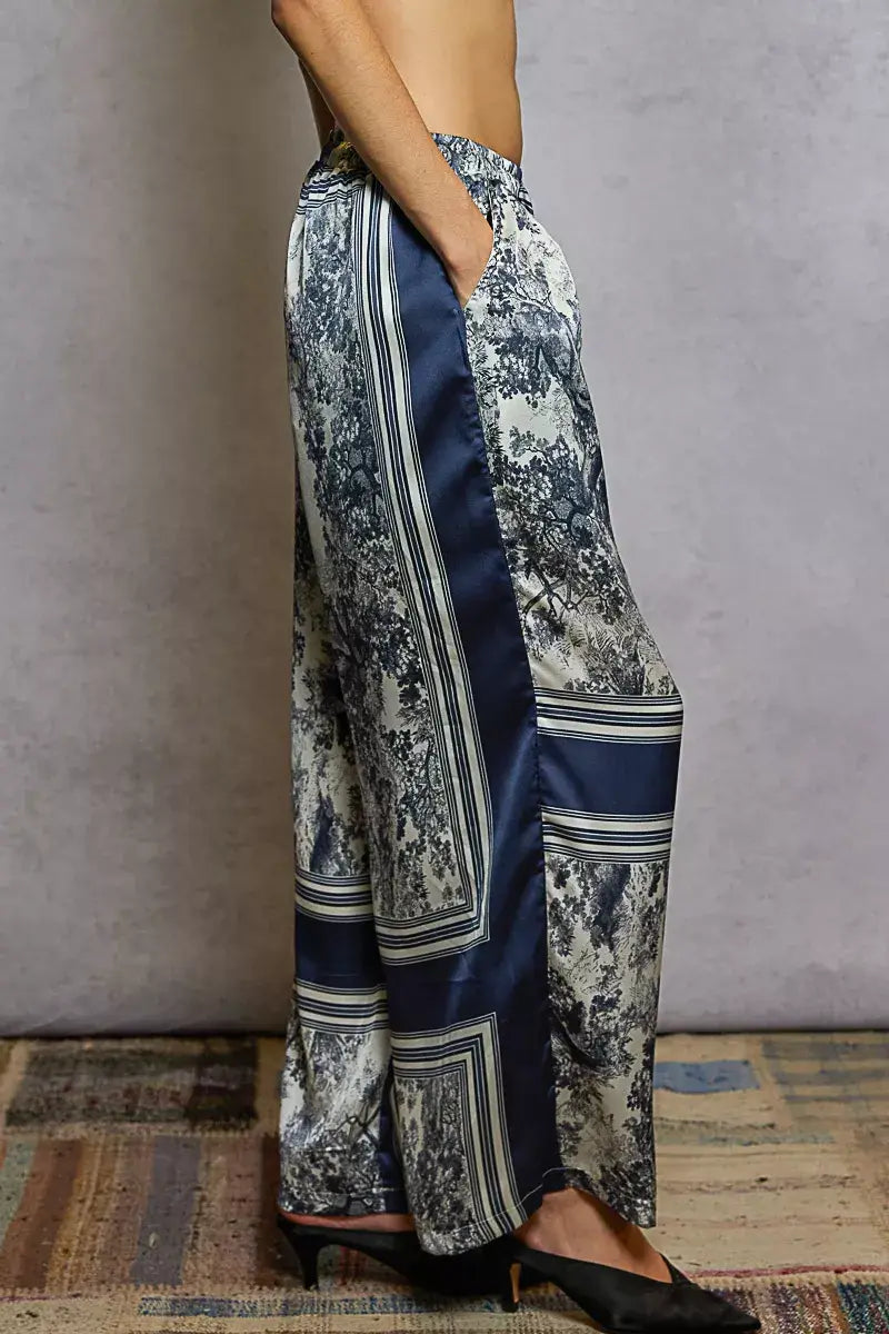 POL Floral Printed Woven Wide Leg Drawstring Pants - Trendsi - Flyclothing LLC