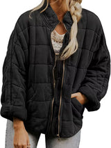 Full Size Zip Up Quilted Bomber Jacket Plus Size - Trendsi - Flyclothing LLC