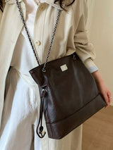 Chain Strap Faux Leather Tote Bag - Trendsi - Flyclothing LLC