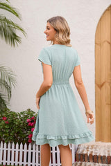 Swiss Dot Cap Sleeve Dress - Trendsi - Flyclothing LLC
