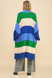 Davi & Dani Color Block Kimono Sleeve Open Front Cardigan - Trendsi