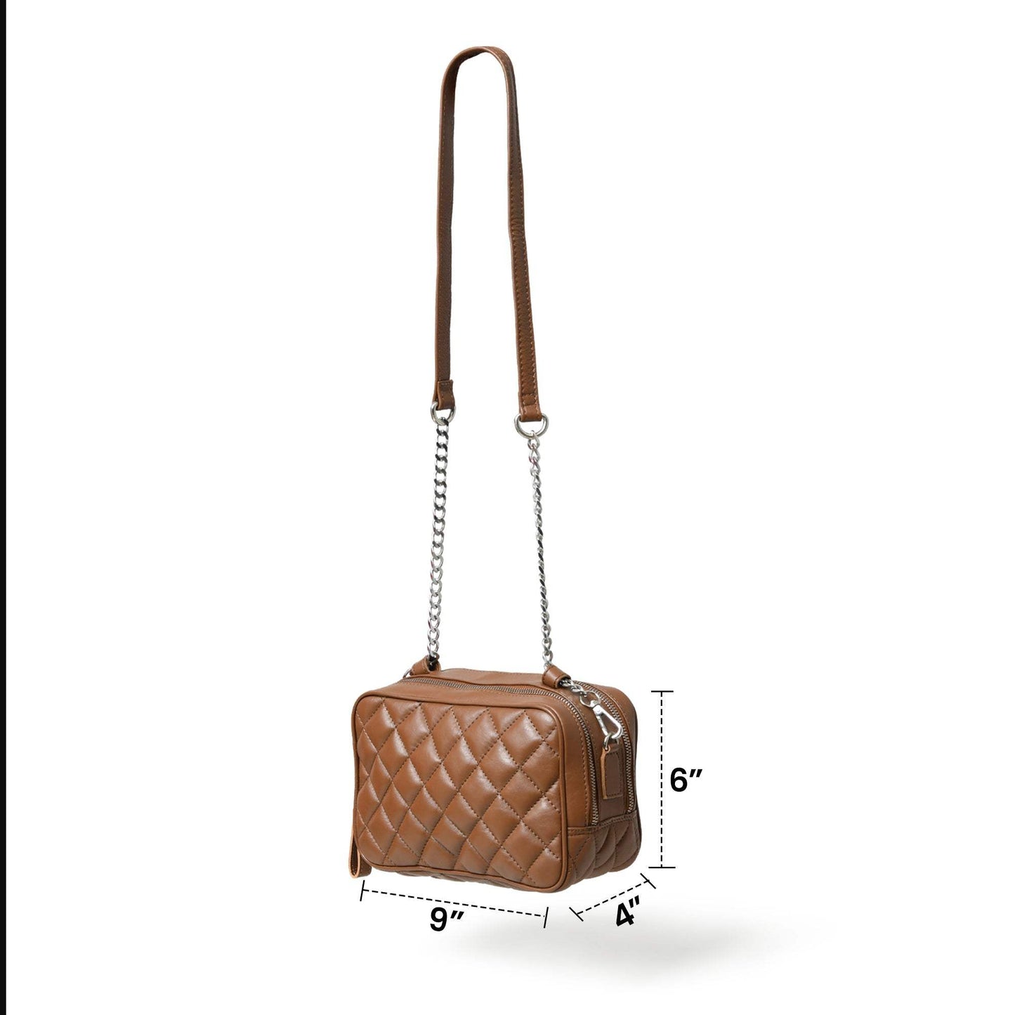 Mini Quilted Crossbody Bag, Rich Brown - Classy Leather Bags - Flyclothing LLC