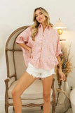 BiBi Sequin Striped Short Dolman Sleeve Blouse - Trendsi - Flyclothing LLC