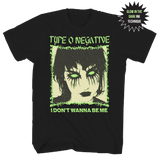 TYPE O NEGATIVE I DONT WANT TO BE ME GLOW IN THE DARK FRT/BACK BLACK T-SHIRT