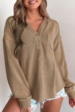 Button Detail Long Sleeve Hoodie - Trendsi
