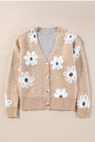 Flower Button Up Long Sleeve Cardigan - Trendsi - Flyclothing LLC