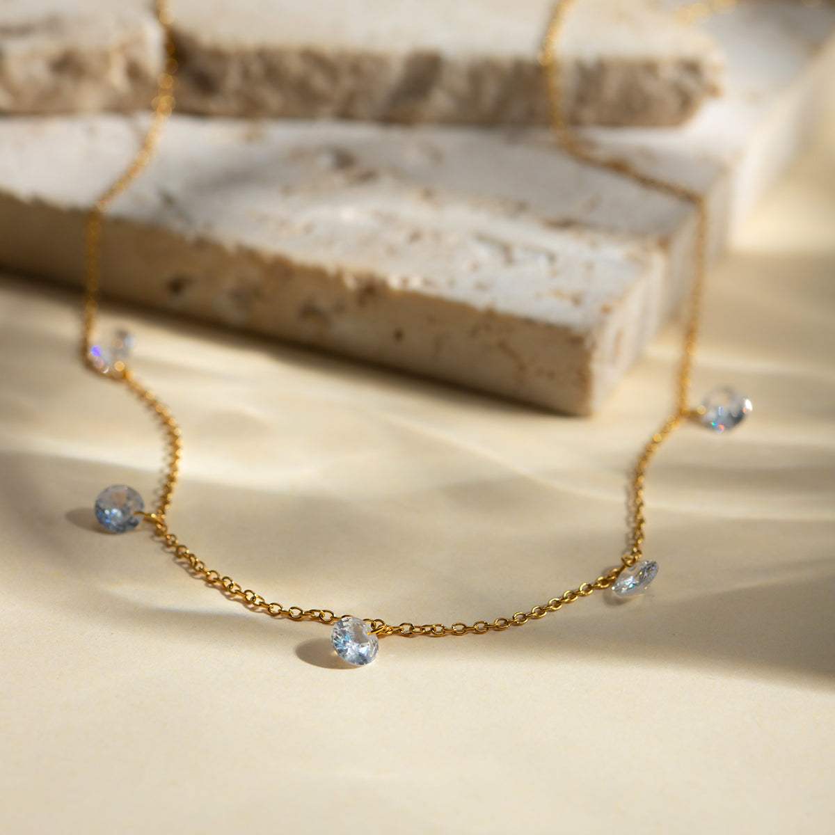Stainless Steel Rhinestone Charm Necklace - Trendsi - Flyclothing LLC
