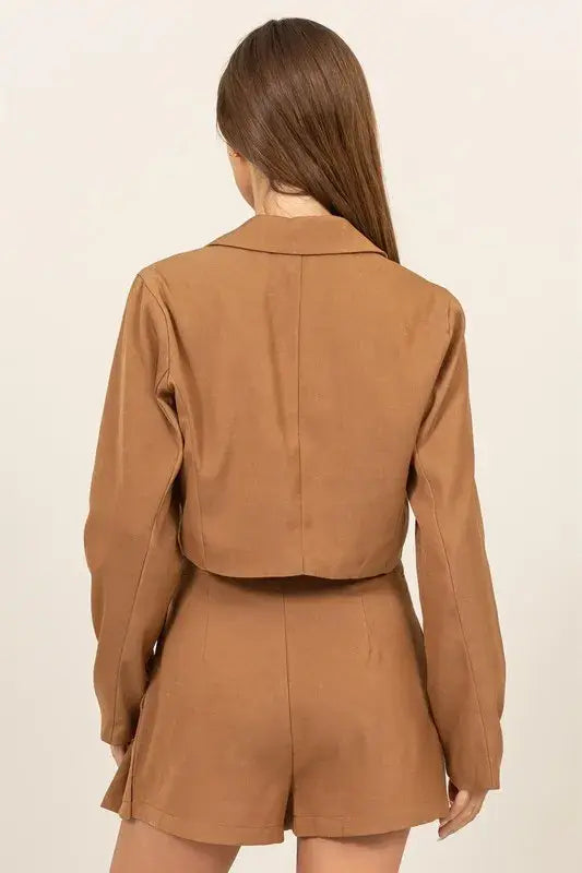 HYFVE Cropped Button-Down Blazer - Trendsi - Flyclothing LLC