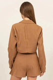 HYFVE Cropped Button-Down Blazer - Trendsi
