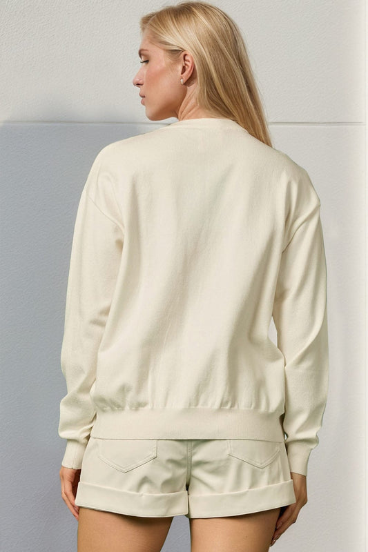 Double Take Full Size Sequin Nutcracker Long Sleeve Sweater - Trendsi