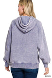 Zenana Acid Wash Fleece Hoodie with Kangaroo Pocket - Trendsi - Flyclothing LLC