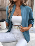 Zip Up Long Sleeve Cardigan - Trendsi
