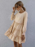 Frill Tiered Long Sleeve Mini Dress - Trendsi - Flyclothing LLC