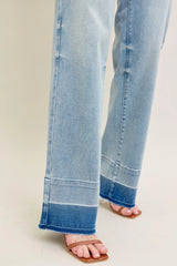 Judy Blue Full Size Mr Release Hem Wide Leg Jeans Plus Size - Trendsi - Flyclothing LLC