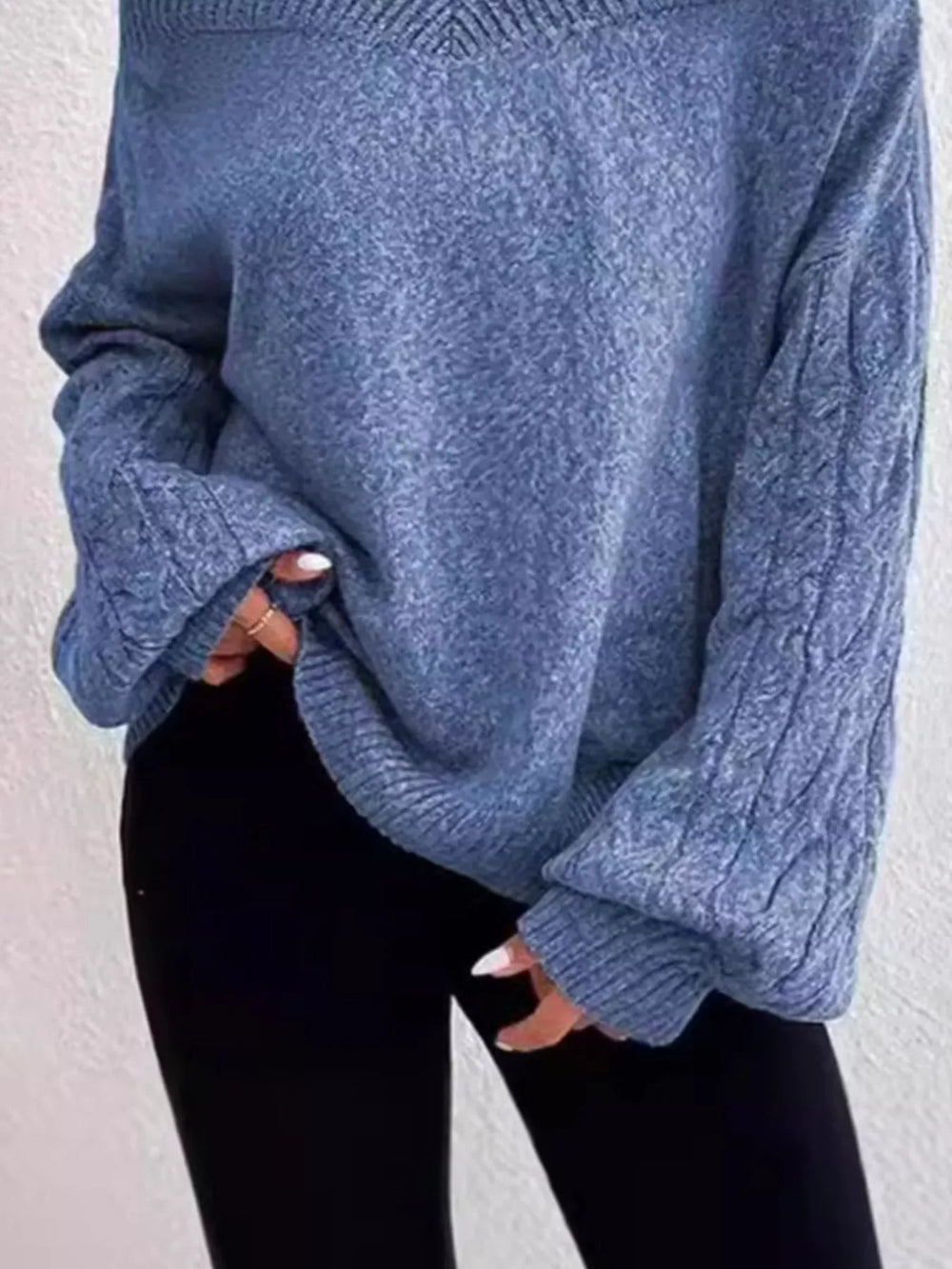 Cold Shoulder Turtleneck Sweater - Trendsi - Flyclothing LLC