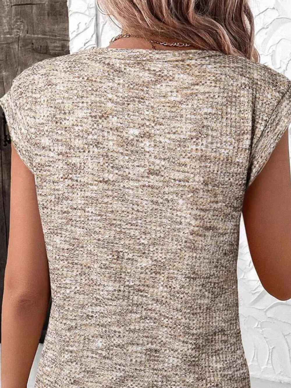 Round Neck Knit Cap Sleeve Top - Trendsi - Flyclothing LLC