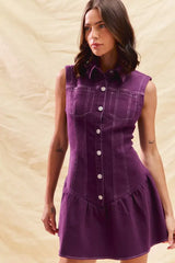 SO ME Button Down Sleeveless Collared Game Day Mini Dress - Trendsi - Flyclothing LLC