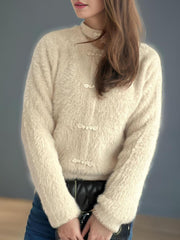 Cutout Knot Button Long Sleeve Cardigan - Trendsi