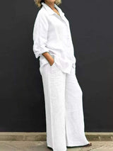 Full Size Long Sleeve Shirt and Pants Set Plus Size - Trendsi - Flyclothing LLC