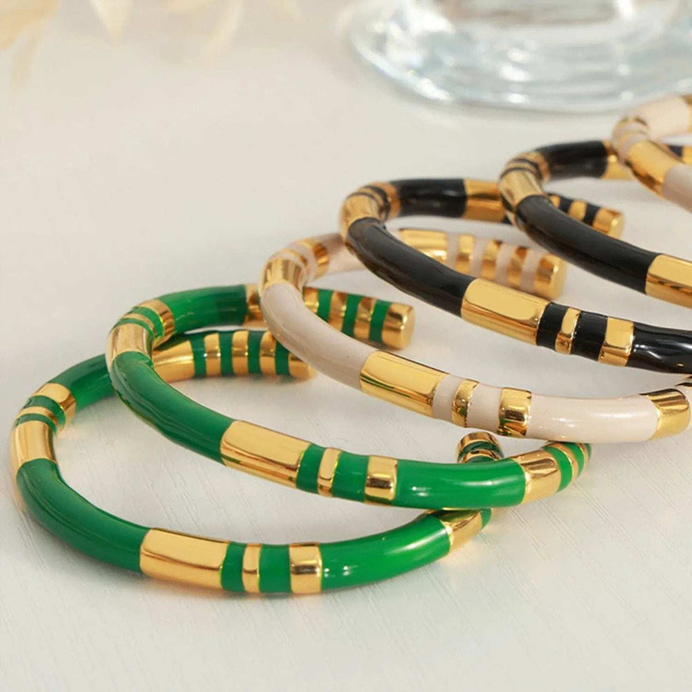 Enamel Titanium Steel Cuff Bracelet - Trendsi - Flyclothing LLC