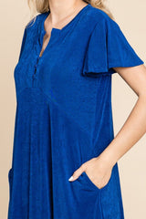 Culture Code Full Size Short Sleeve Ruffled Asymmetric Hem Dress - Trendsi