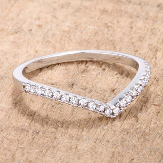 .22Ct Rhodium Chevron Ring with CZ - JGI