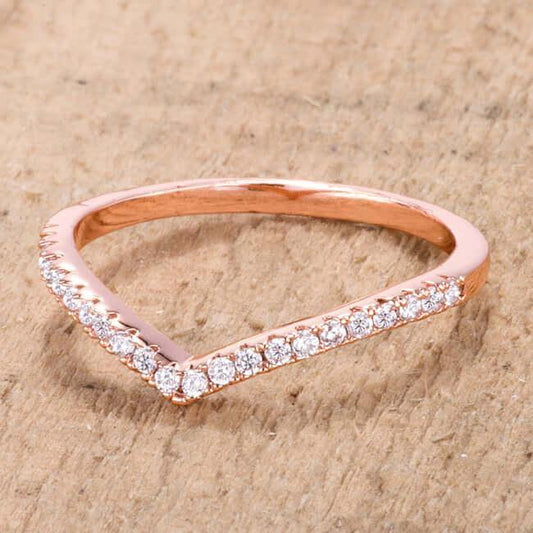 .22Ct Rose Goldtone Chevron Ring with CZ - JGI