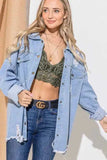 And The Why Button Front Flap Pocket Ripped Denim Jacket - Trendsi