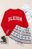 Letter Graphic Round Neck Top and Printed Shorts Lounge Set - Trendsi - Flyclothing LLC