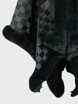 Fuzzy Checkered Long Sleeve Poncho - Trendsi - Flyclothing LLC