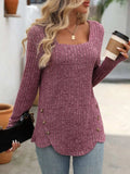 Square Neck Long Sleeve T-Shirt - Trendsi - Flyclothing LLC