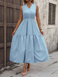 Notched Sleeveless Maxi Tank Dress - Trendsi